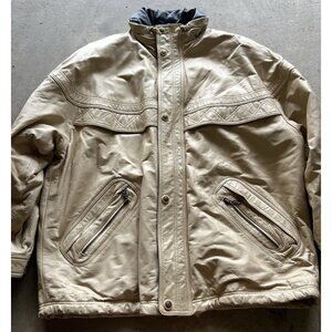 Vintage Wilsons Men’s Sz XL Leather Light Brown Leather Jacket Button Front RARE